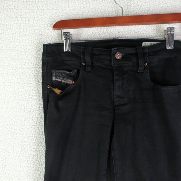 Diesel Jeans Womens 24 Black Grupee Super Slim Skinny Low Waist Stretch 33L - Picture 2 of 12